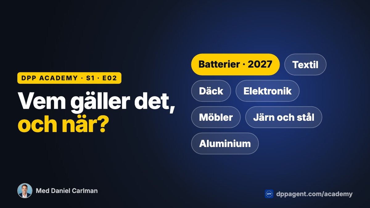 DPP Academy-avsnittet ”Vem det gäller, och när” om digitala produktpass