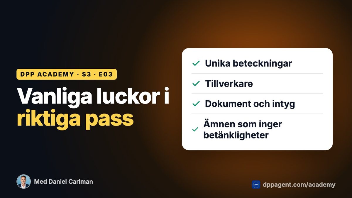 DPP Academy-avsnittet ”Vanliga luckor i riktiga pass” om digitala produktpass