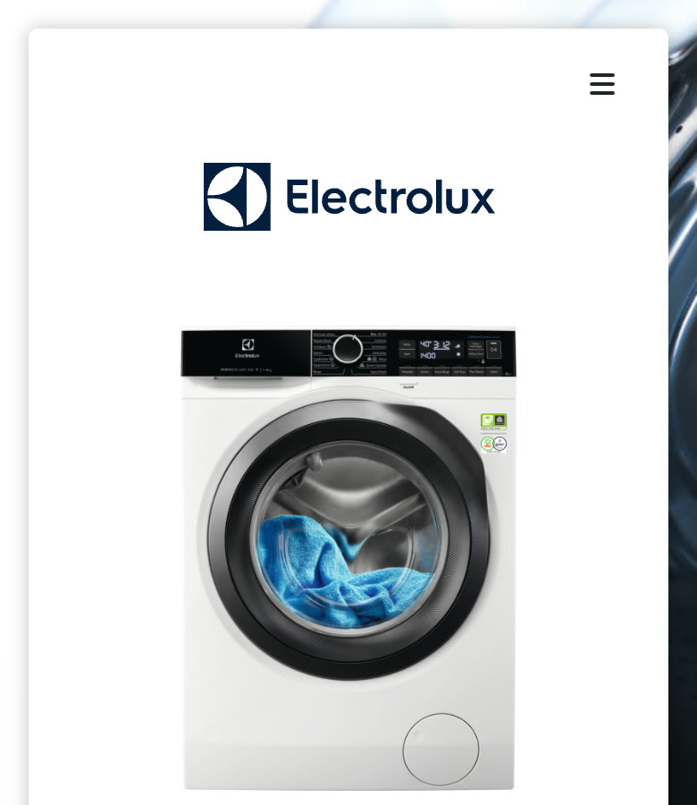 Screenshot: Electrolux, washing machine