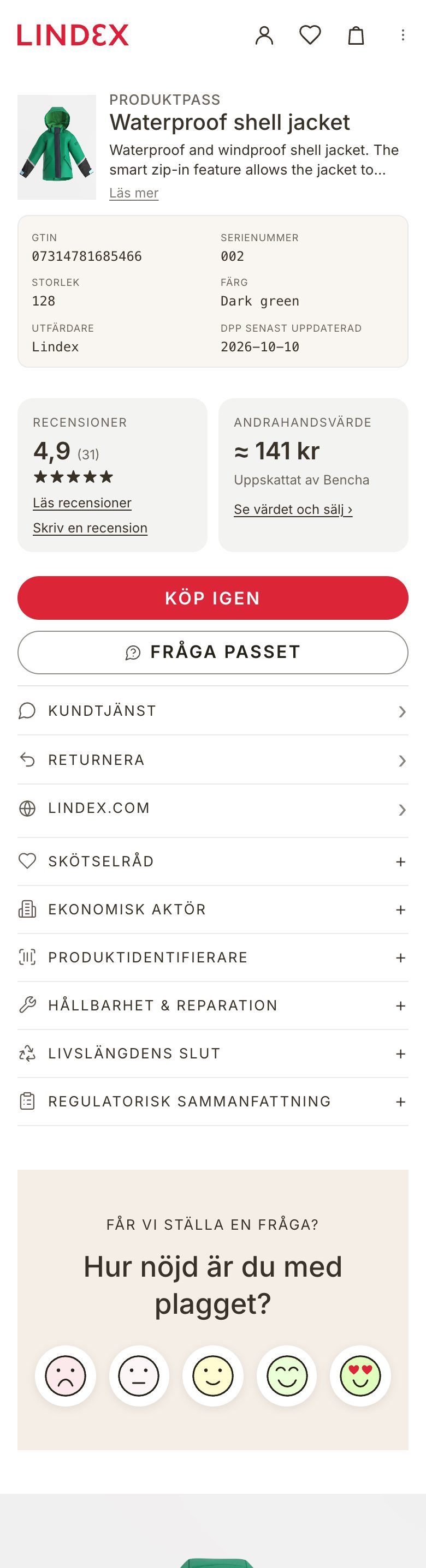 Lindex skaljacka, generation 2. Skanna eller öppna i mobilen.