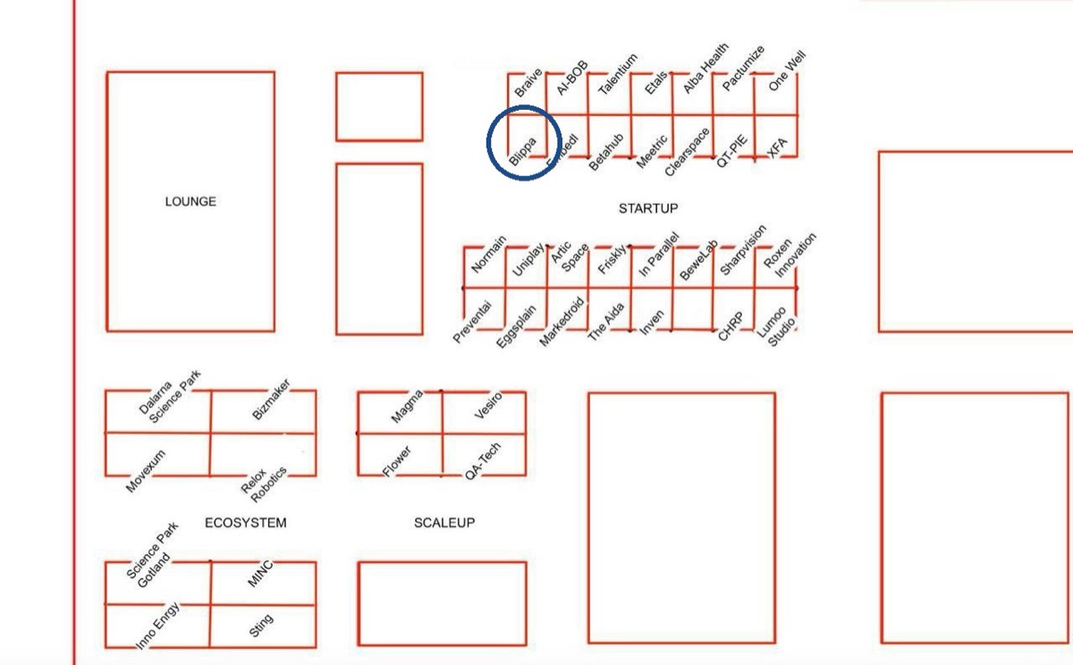 Floor plan Techarenan 2026 - Blippa in Startup area